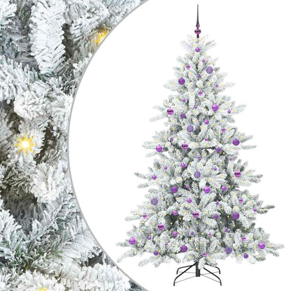 vidaXL Artificial Hinged Christmas Tree White 210 cm PVC and Steel 2