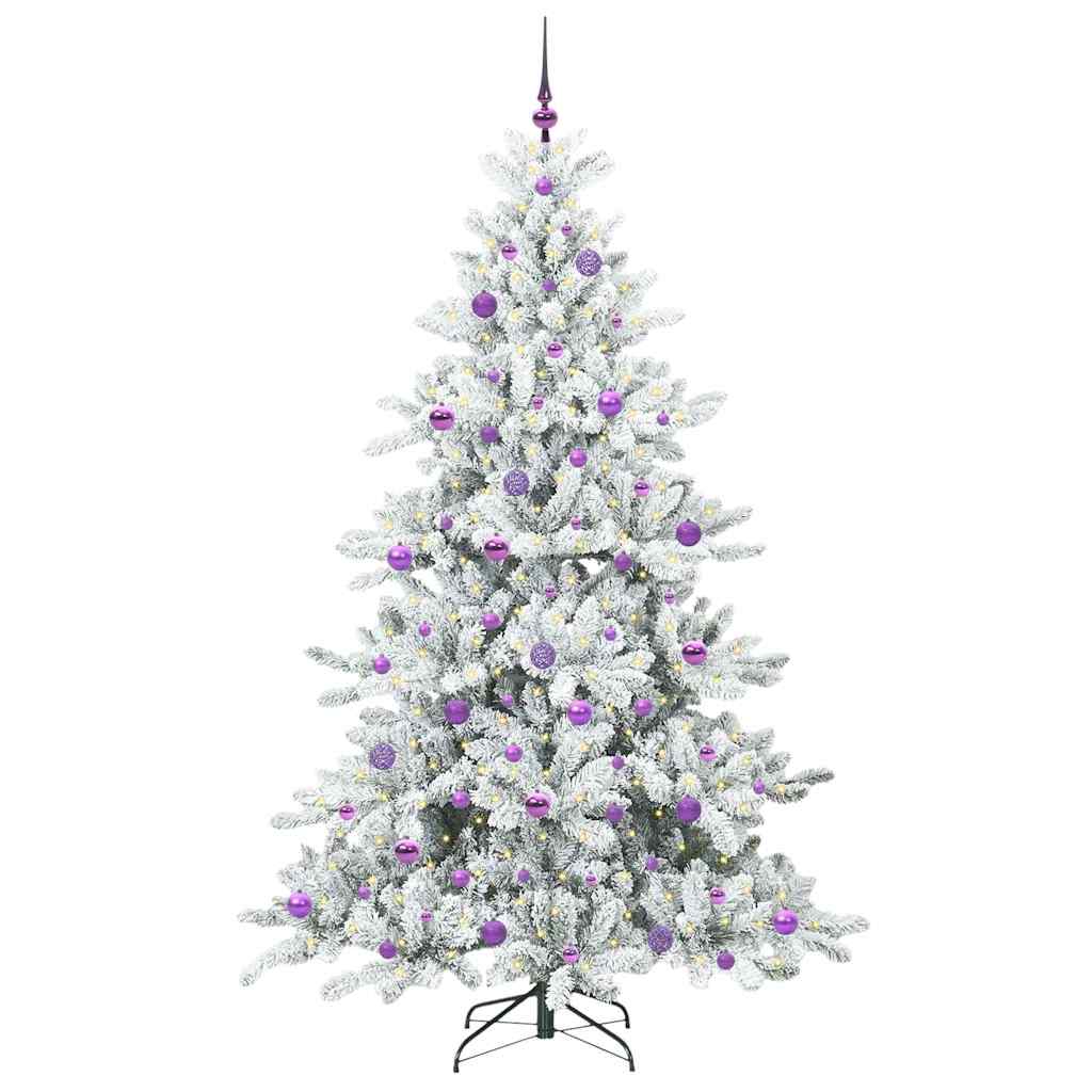 vidaXL Artificial Hinged Christmas Tree White 210 cm PVC and Steel 3