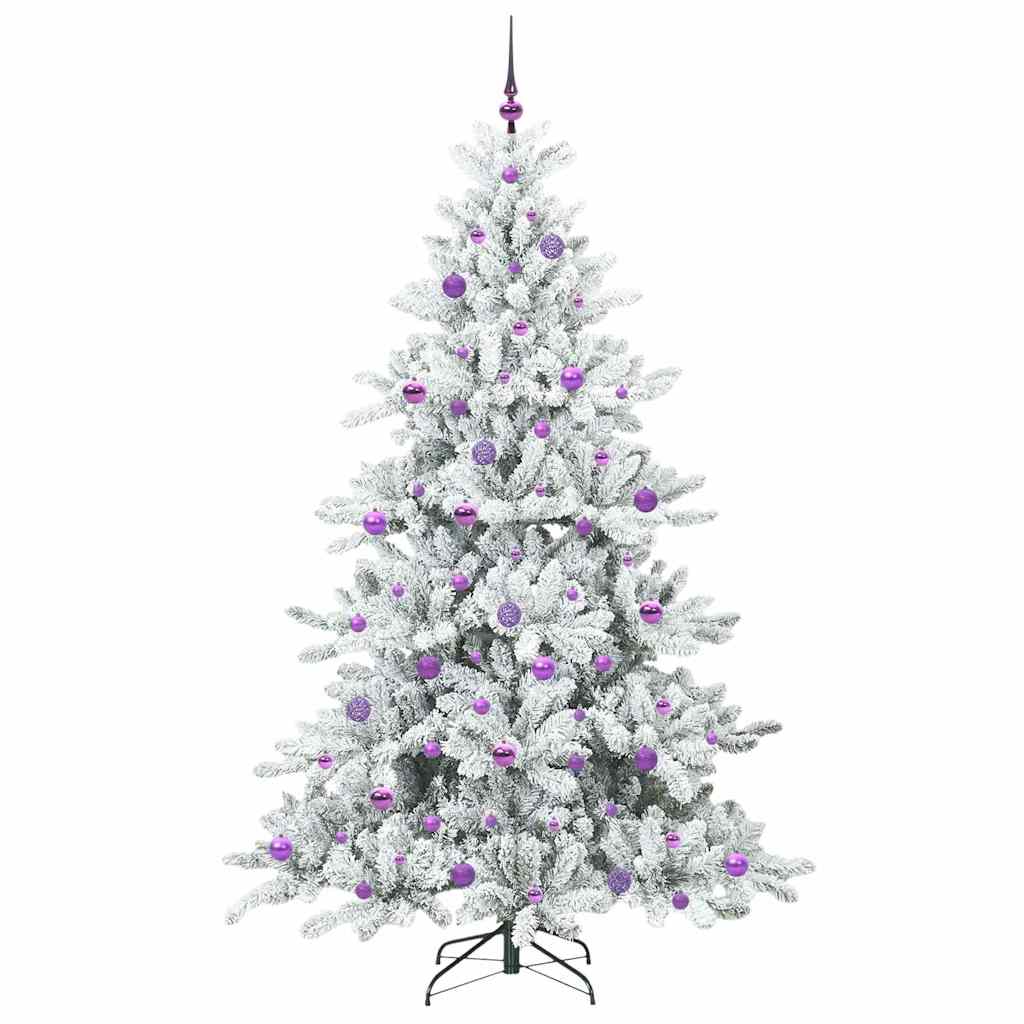vidaXL Artificial Hinged Christmas Tree White 210 cm PVC and Steel 4