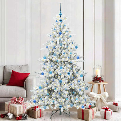 vidaXL Artificial Hinged Christmas Tree White 210 cm PVC and Steel 1