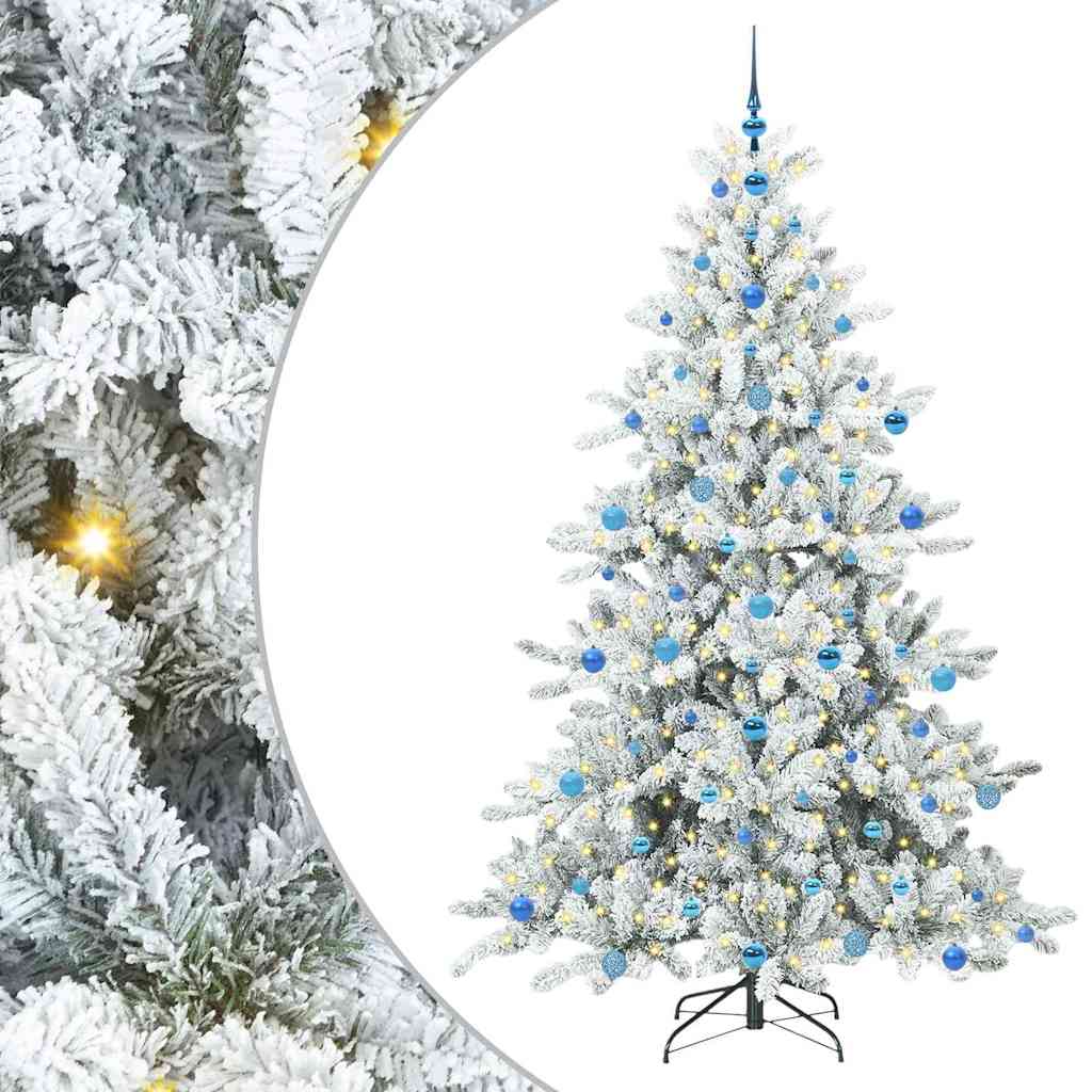 vidaXL Artificial Hinged Christmas Tree White 210 cm PVC and Steel 2