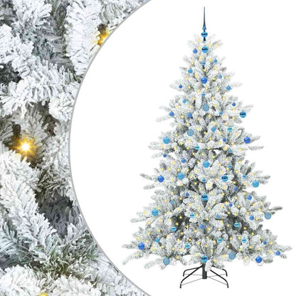 vidaXL Artificial Hinged Christmas Tree White 210 cm PVC and Steel 2