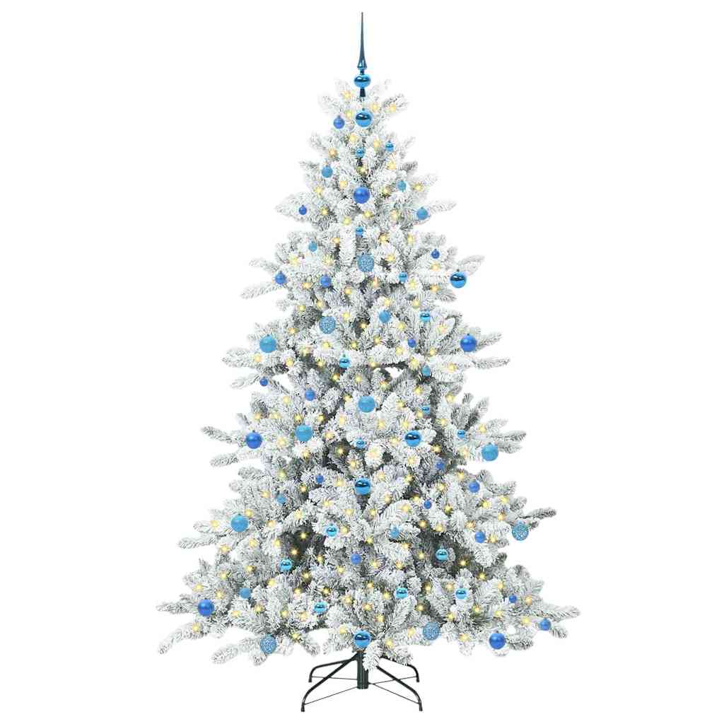 vidaXL Artificial Hinged Christmas Tree White 210 cm PVC and Steel 3