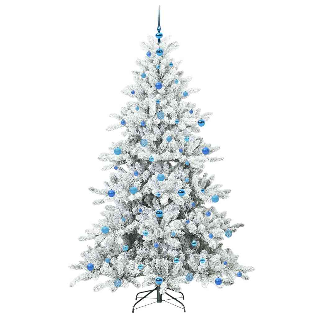vidaXL Artificial Hinged Christmas Tree White 210 cm PVC and Steel 4