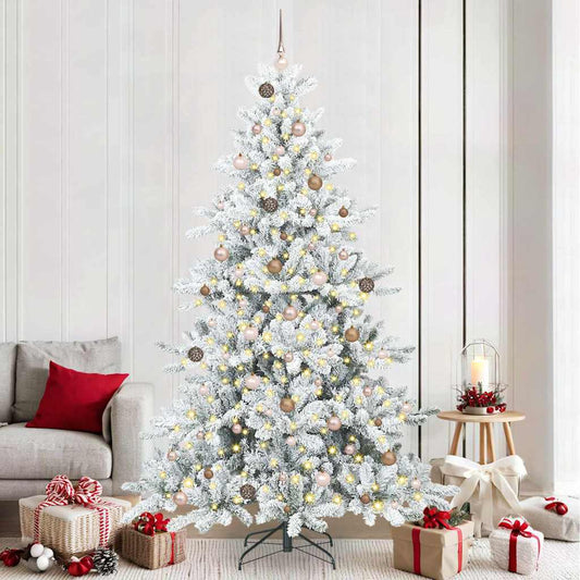 vidaXL Artificial Hinged Christmas Tree White 240 cm PVC and Steel 1