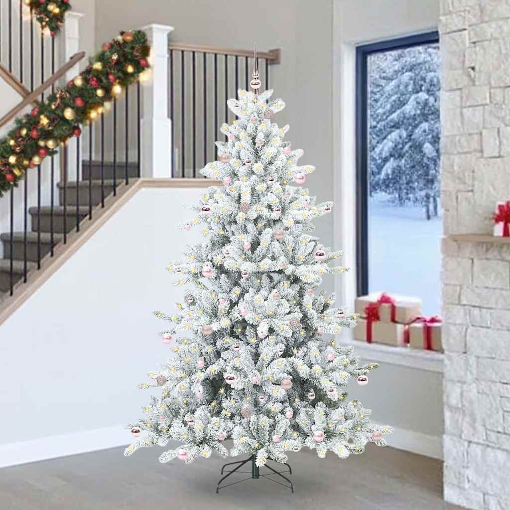 vidaXL Artificial Hinged Christmas Tree White 240 cm PVC and Steel 1