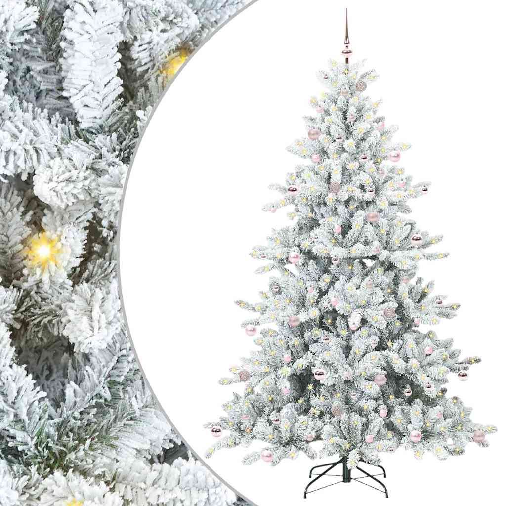 vidaXL Artificial Hinged Christmas Tree White 240 cm PVC and Steel 2
