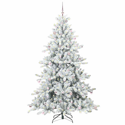 vidaXL Artificial Hinged Christmas Tree White 240 cm PVC and Steel 3