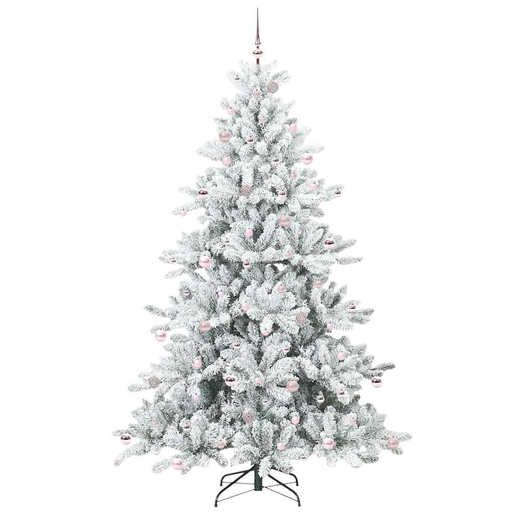 vidaXL Artificial Hinged Christmas Tree White 240 cm PVC and Steel 4