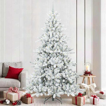 vidaXL Artificial Hinged Christmas Tree White 240 cm PVC and Steel 1