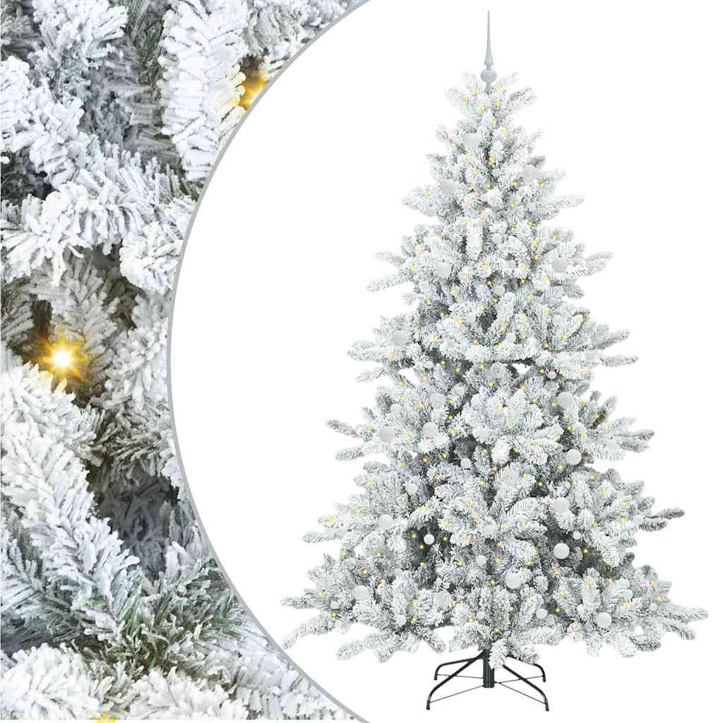vidaXL Artificial Hinged Christmas Tree White 240 cm PVC and Steel 2