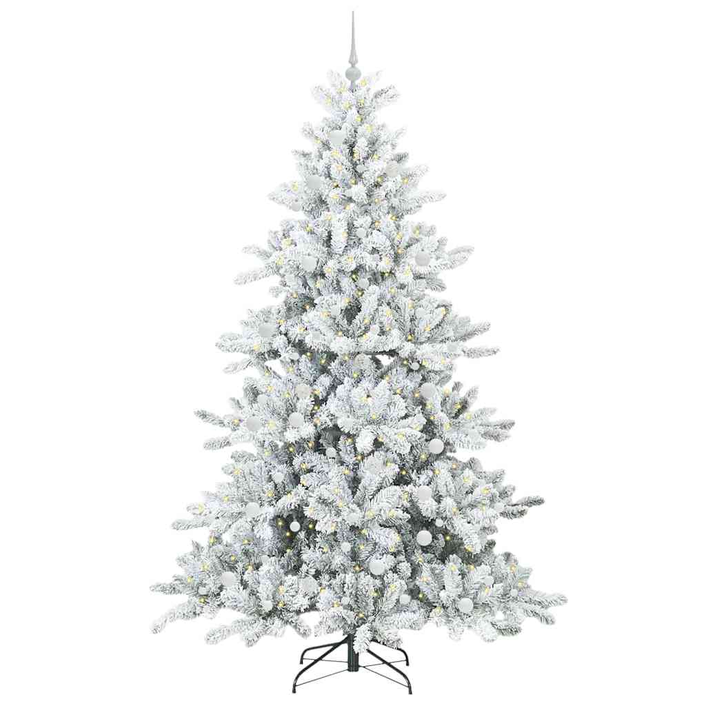 vidaXL Artificial Hinged Christmas Tree White 240 cm PVC and Steel 3