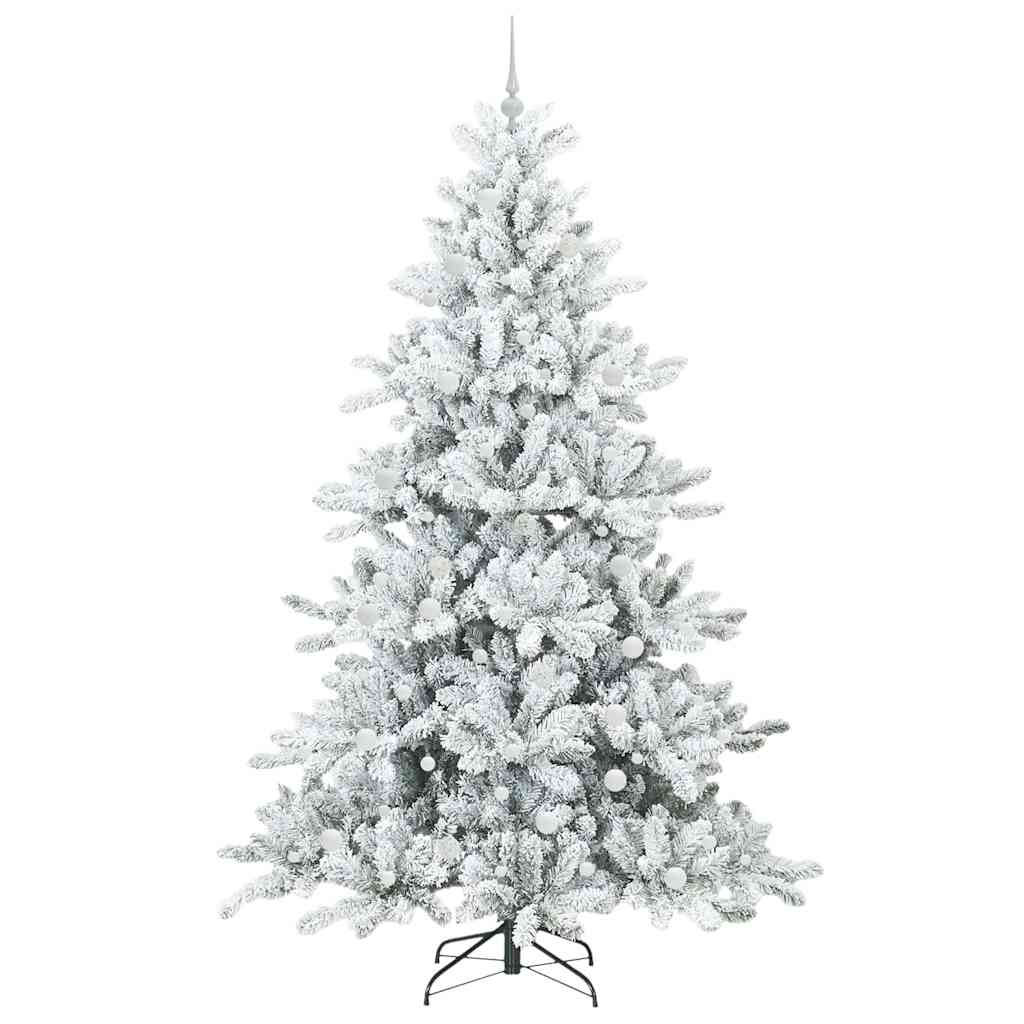 vidaXL Artificial Hinged Christmas Tree White 240 cm PVC and Steel 4