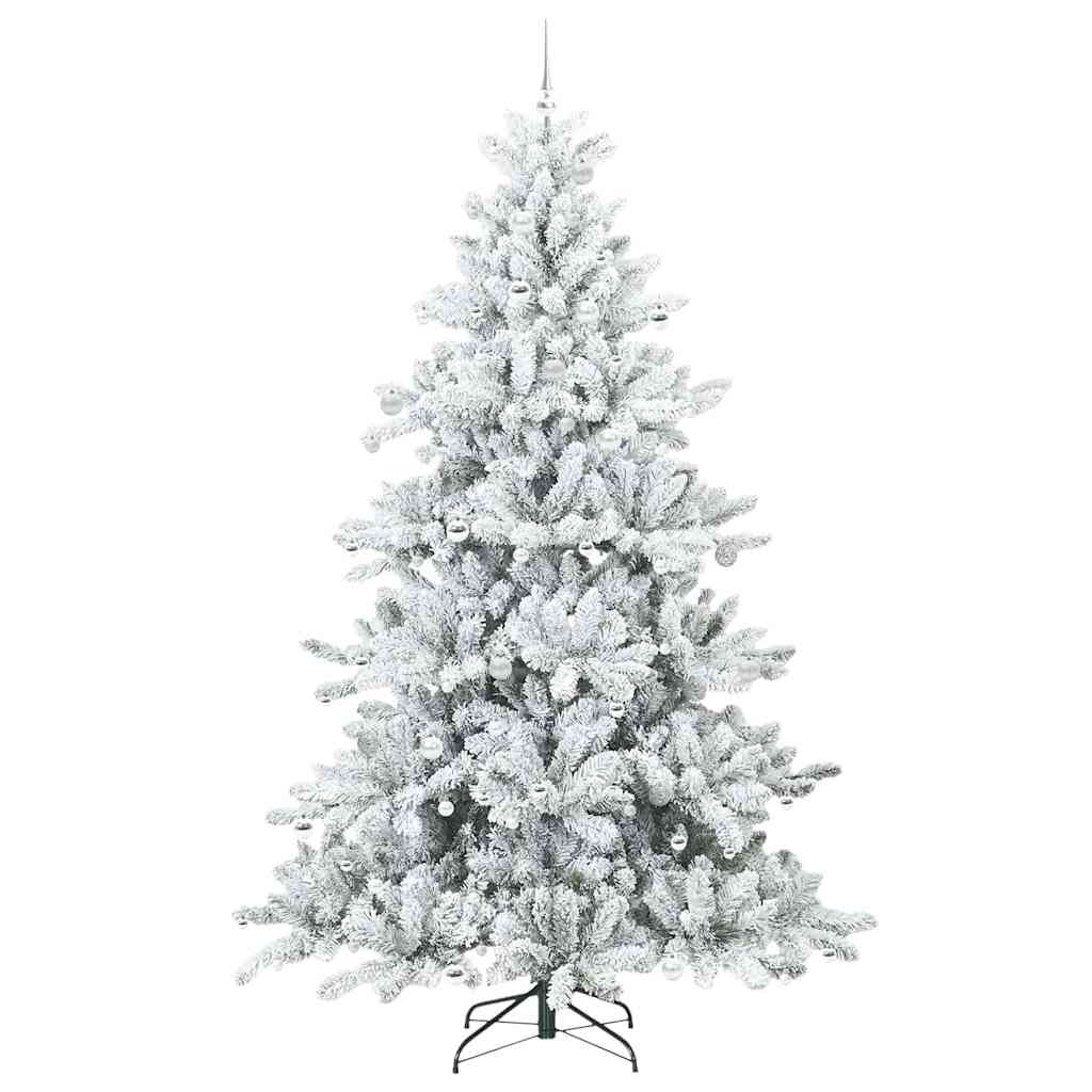 vidaXL Artificial Hinged Christmas Tree White 240 cm PVC and Steel 4