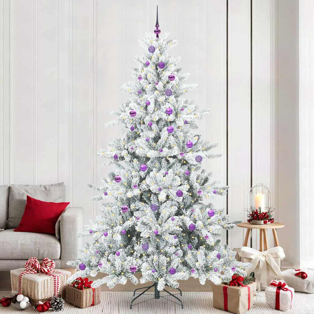 vidaXL Artificial Hinged Christmas Tree White 240 cm PVC and Steel 1