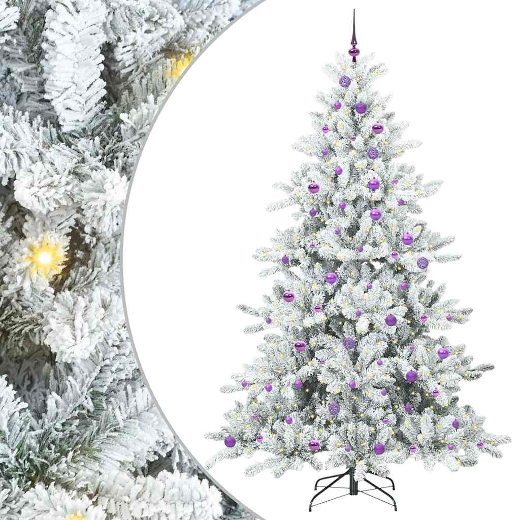 vidaXL Artificial Hinged Christmas Tree White 240 cm PVC and Steel 2
