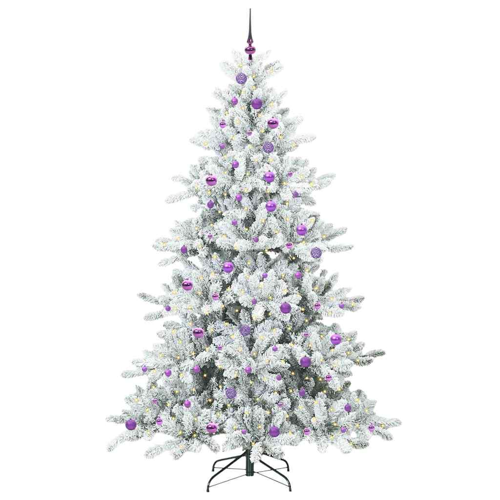 vidaXL Artificial Hinged Christmas Tree White 240 cm PVC and Steel 3