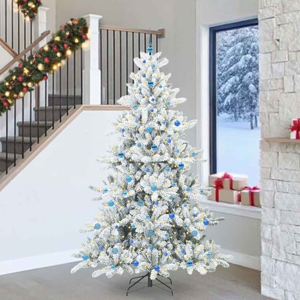 vidaXL Artificial Hinged Christmas Tree White 240 cm PVC and Steel 1