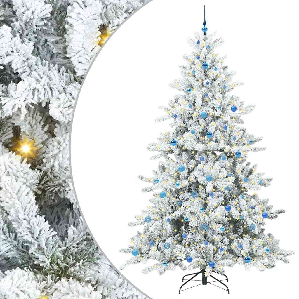 vidaXL Artificial Hinged Christmas Tree White 240 cm PVC and Steel 2