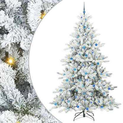 vidaXL Artificial Hinged Christmas Tree White 240 cm PVC and Steel 2