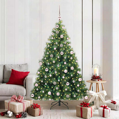Artificial Christmas Tree PE and PVC Green 180 cm with LEDs &pink balls