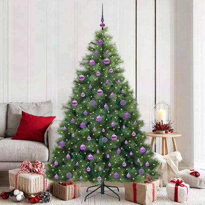 Artificial Christmas Tree PE and PVC Green 180 cm with LEDs &lilac balls