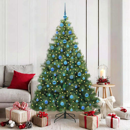 Artificial Christmas Tree PE and PVC Green 180 cm with LEDs &blue balls