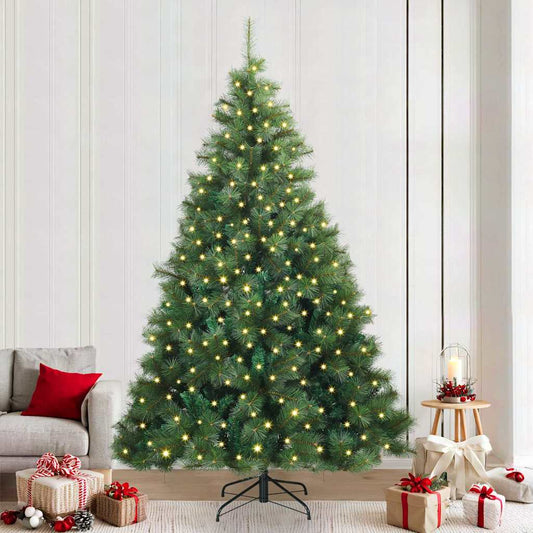 Artificial Christmas Tree with 300 LEDs PE and PVC Green 240 cm with LEDs