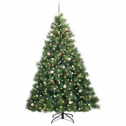 vidaXL Artificial Christmas Tree with 300 LEDs Green 240 cm PE and PVC 3