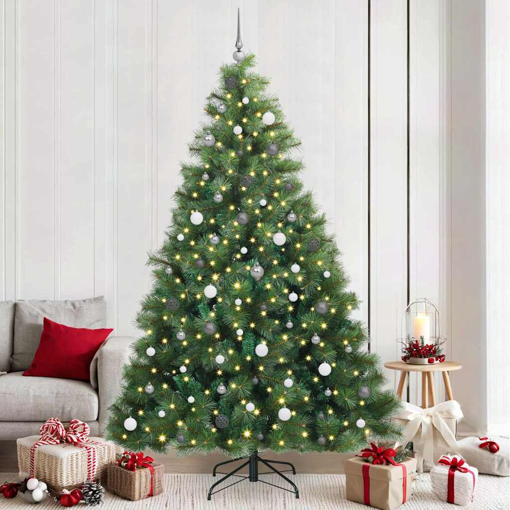 vidaXL Artificial Christmas Tree with 300 LEDs Green 240 cm PE and PVC 1