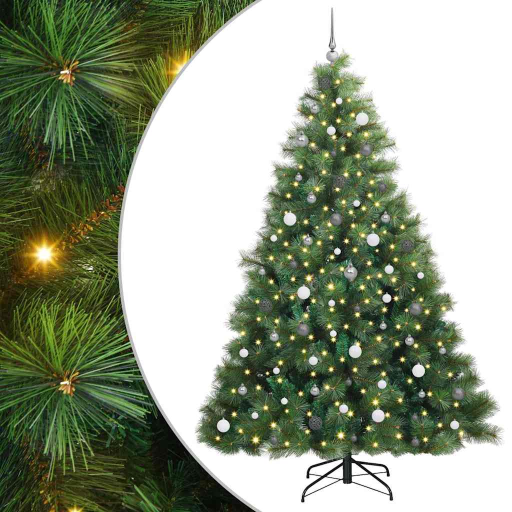 vidaXL Artificial Christmas Tree with 300 LEDs Green 240 cm PE and PVC 2