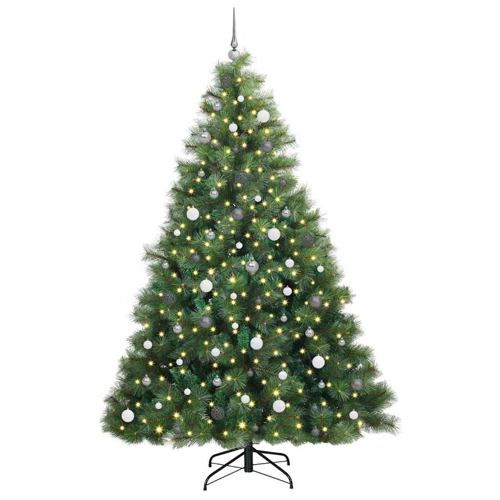 vidaXL Artificial Christmas Tree with 300 LEDs Green 240 cm PE and PVC 3
