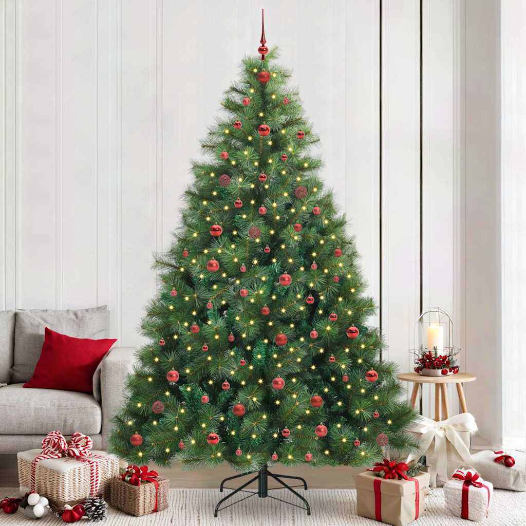 vidaXL Artificial Christmas Tree with 300 LEDs Green 240 cm PE and PVC 1