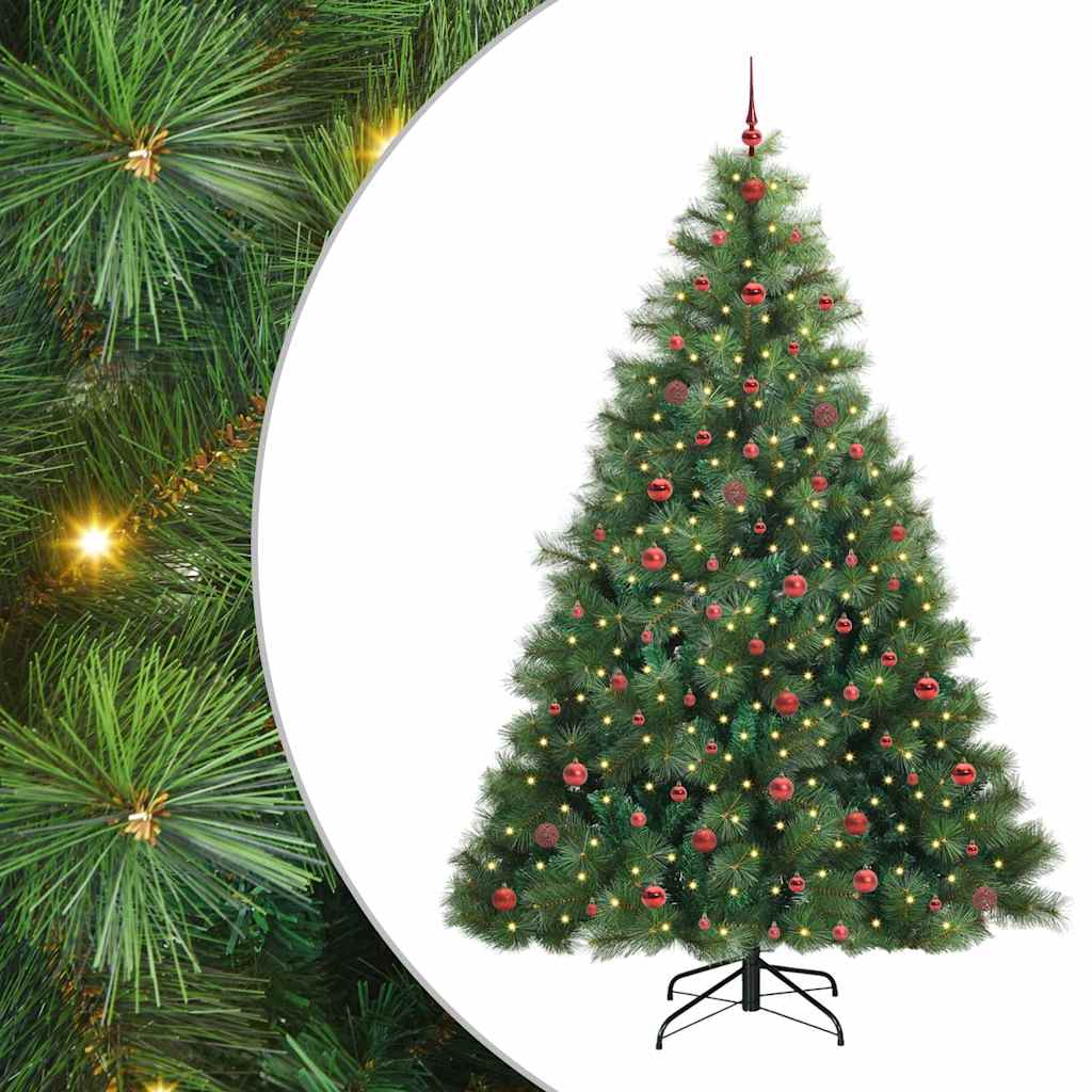 vidaXL Artificial Christmas Tree with 300 LEDs Green 240 cm PE and PVC 2