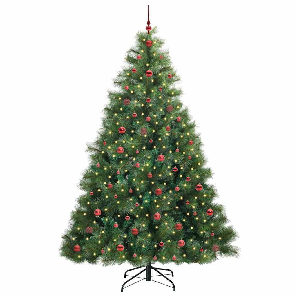 vidaXL Artificial Christmas Tree with 300 LEDs Green 240 cm PE and PVC 3