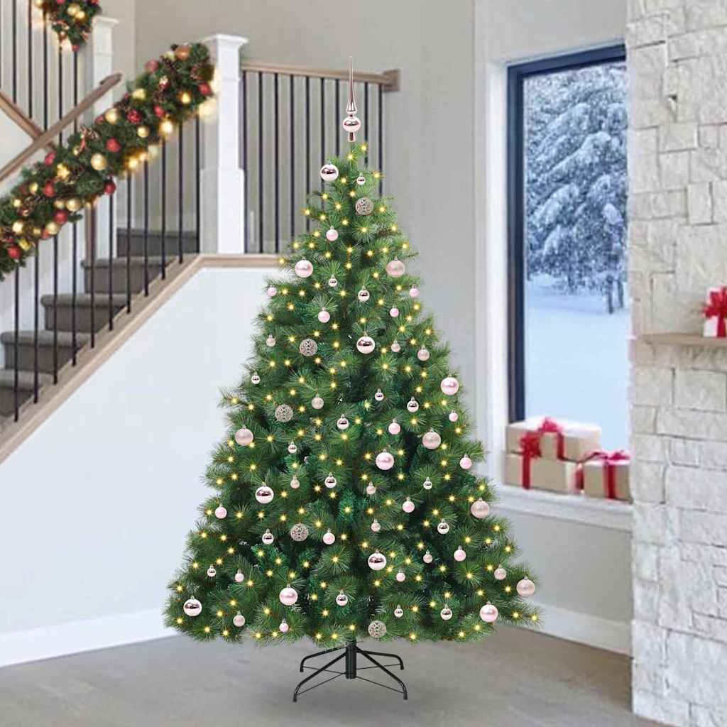 vidaXL Artificial Christmas Tree with 300 LEDs Green 240 cm PE and PVC 1