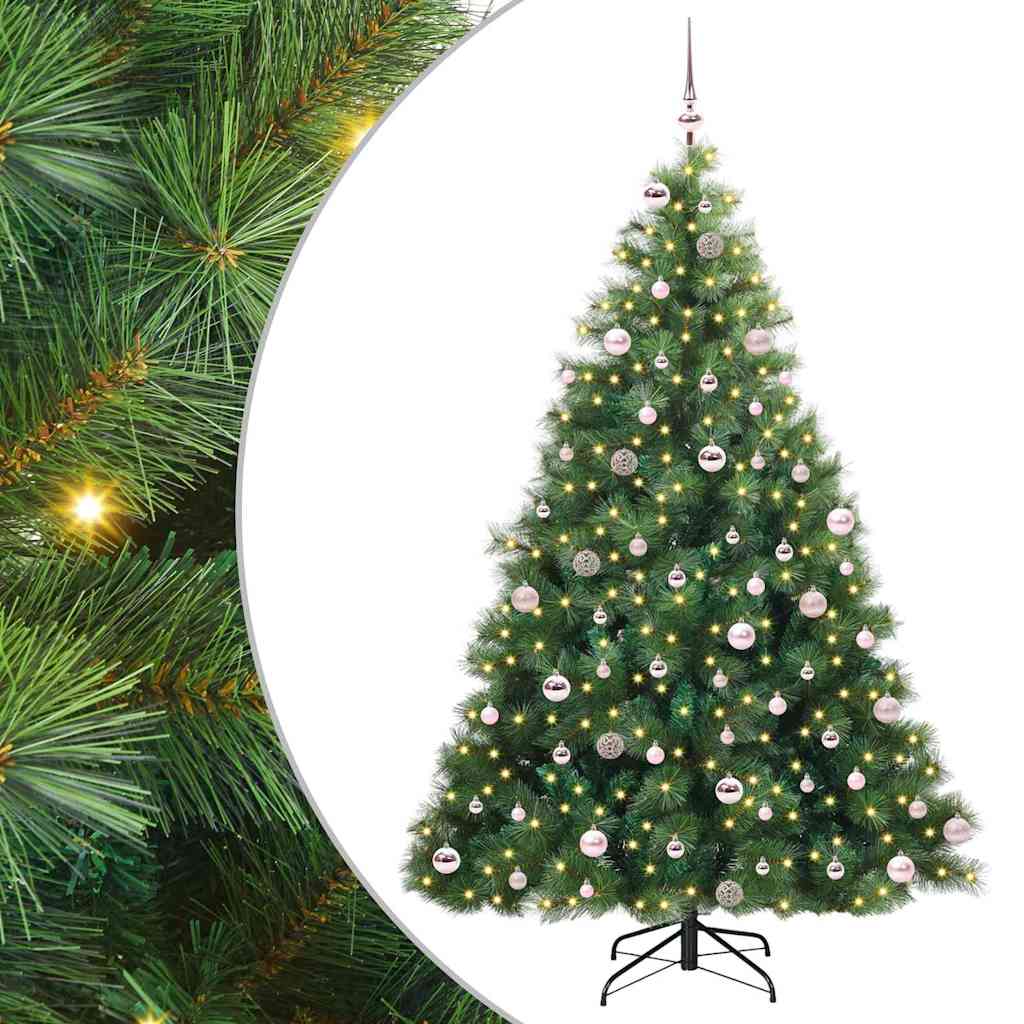 vidaXL Artificial Christmas Tree with 300 LEDs Green 240 cm PE and PVC 2