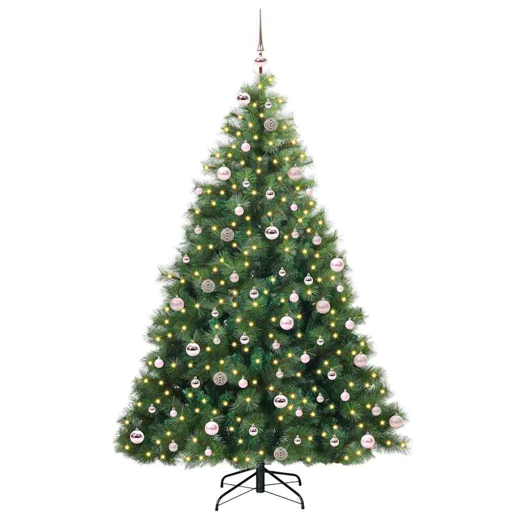 vidaXL Artificial Christmas Tree with 300 LEDs Green 240 cm PE and PVC 3