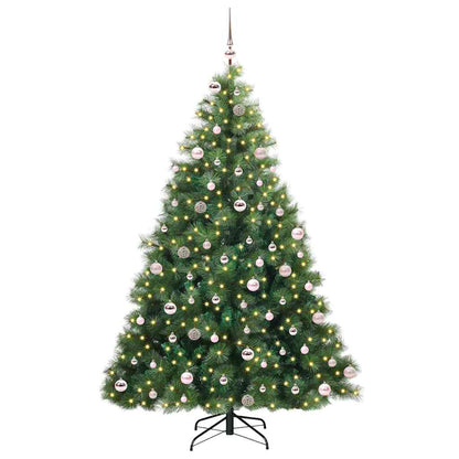 vidaXL Artificial Christmas Tree with 300 LEDs Green 240 cm PE and PVC 3