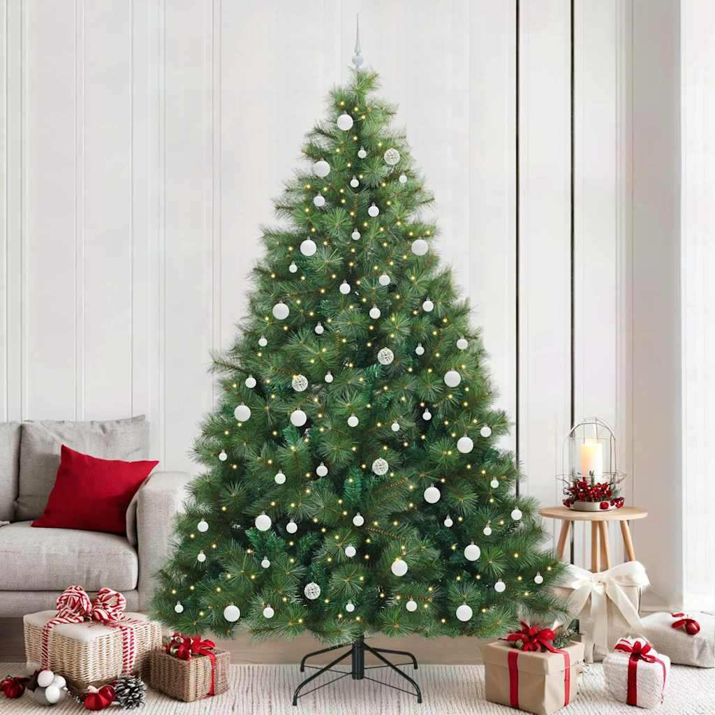 vidaXL Artificial Christmas Tree with 300 LEDs Green 240 cm PE and PVC 1