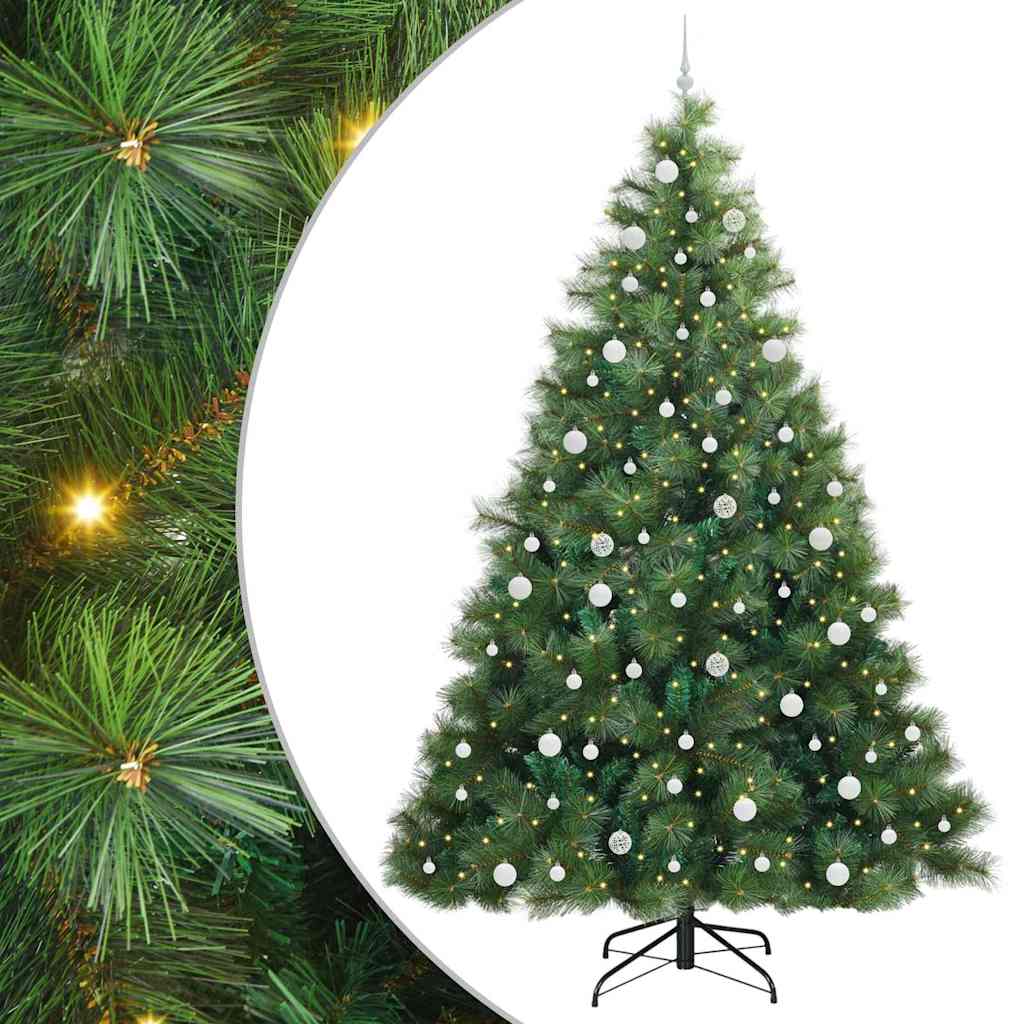 vidaXL Artificial Christmas Tree with 300 LEDs Green 240 cm PE and PVC 2