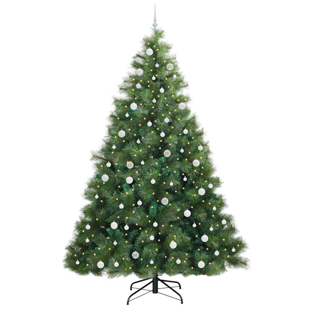 vidaXL Artificial Christmas Tree with 300 LEDs Green 240 cm PE and PVC 3