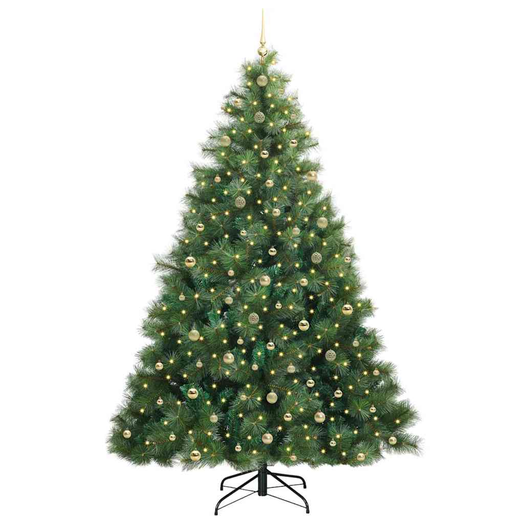 vidaXL Artificial Christmas Tree with 300 LEDs Green 240 cm PE and PVC 3