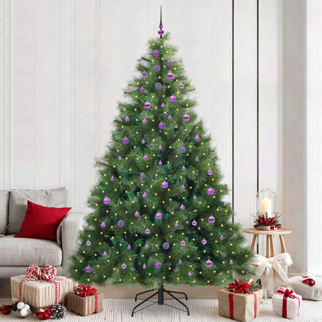 vidaXL Artificial Christmas Tree with 300 LEDs Green 240 cm PE and PVC 1
