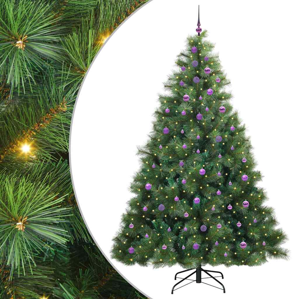 vidaXL Artificial Christmas Tree with 300 LEDs Green 240 cm PE and PVC 2