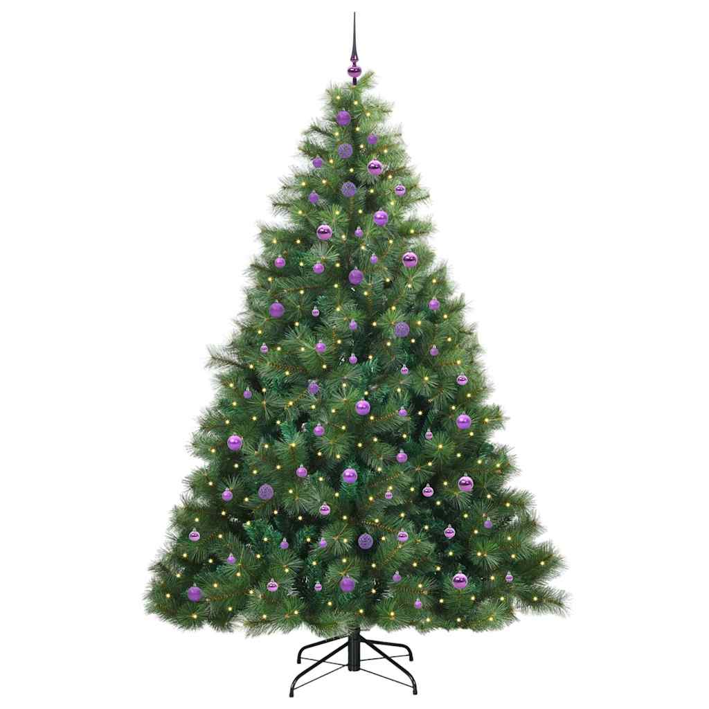 vidaXL Artificial Christmas Tree with 300 LEDs Green 240 cm PE and PVC 3