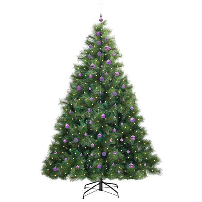 vidaXL Artificial Christmas Tree with 300 LEDs Green 240 cm PE and PVC 3