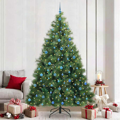 vidaXL Artificial Christmas Tree with 300 LEDs Green 240 cm PE and PVC 1