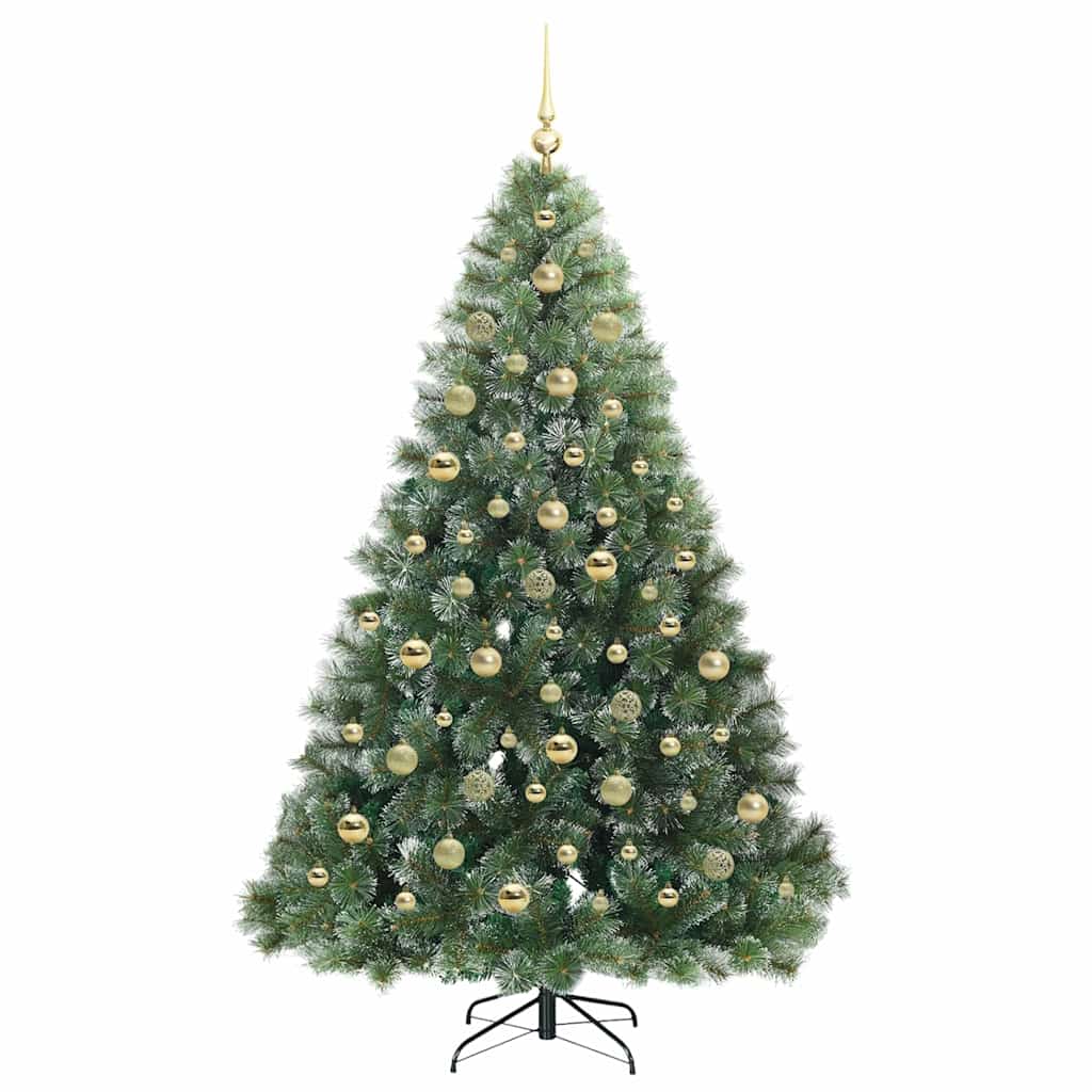 vidaXL Artificial Christmas Tree with 300 LEDs Green 210 cm PE and PVC 4