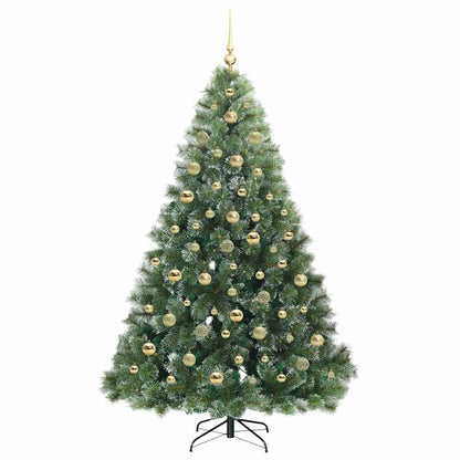 vidaXL Artificial Christmas Tree with 300 LEDs Green 210 cm PE and PVC 4